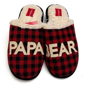 Men's Small (7/8) Papa Bear Buffalo Check Plaid Clog Slippers - Wondershop - NWT